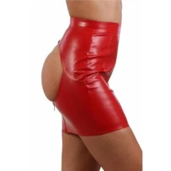 Sexy Kunstleder Minirock Mit Offenem Po Clubwear Rot -Look Motto Verkäufe sexy kunstleder minirock mit offenem po clubwear rot3
