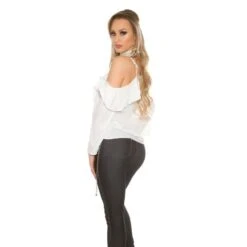 Sexy Langarm Carmen-Look-Bluse Mit Volants Und Spitze Weiß -Look Motto Verkäufe sexy langarm carmen look bluse mit volants und spitze weiss5