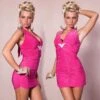 Sexy Neckholder Minikleid Mit Strass Clubwear Pink -Look Motto Verkäufe sexy neckholder minikleid mit strass clubwear pink