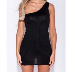 Sexy One-Shoulder Bodycon Minikleid Rippstrick Schwarz 11 Sexy One-Shoulder Bodycon Minikleid Rippstrick Schwarz -Look Motto Verkäufe sexy one shoulder bodycon minikleid rippstrick schwarz3