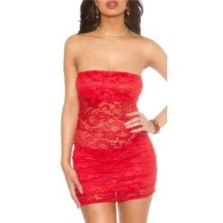 Sexy Party Bandeau Minikleid Aus Spitze Rot
