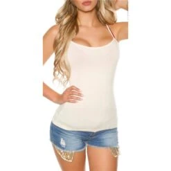 Sexy Spaghettiträger-Top Beige