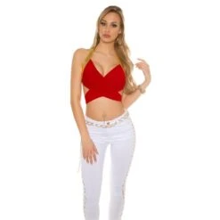 Sexy Wickel-Top Clubwear Gogo Rot/Gold