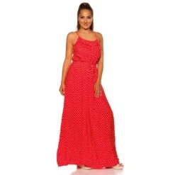 Sommerliches Träger-Maxikleid Mit Polka Dots Rot