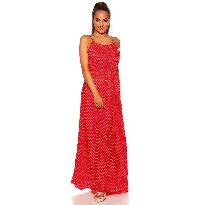 Sommerliches Träger-Maxikleid Mit Polka Dots Rot 6 Sommerliches Träger-Maxikleid Mit Polka Dots Rot – Bild 4
