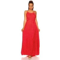 Sommerliches Träger-Maxikleid Mit Polka Dots Rot 13 Sommerliches Träger-Maxikleid Mit Polka Dots Rot -Look Motto Verkäufe sommerliches traeger maxikleid mit polka dots rot5
