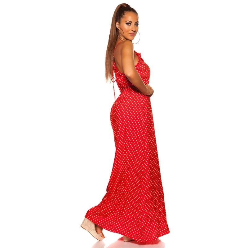 Sommerliches Träger-Maxikleid Mit Polka Dots Rot 8 Sommerliches Träger-Maxikleid Mit Polka Dots Rot – Bild 6