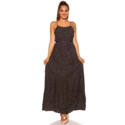 Sommerliches Träger-Maxikleid Mit Polka Dots Schwarz 11 Sommerliches Träger-Maxikleid Mit Polka Dots Schwarz -Look Motto Verkäufe sommerliches traeger maxikleid mit polka dots schwarz4