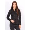 Taillierte Damen Langarm Business Bluse Schwarz -Look Motto Verkäufe taillierte damen langarm business bluse schwarz