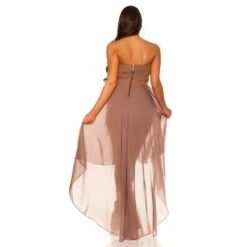 Trägerloses Abendkleid Mit Chiffon Schleier Cappuccino -Look Motto Verkäufe traegerloses abendkleid mit chiffon schleier cappuccino3