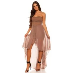 Trägerloses Abendkleid Mit Chiffon Schleier Cappuccino -Look Motto Verkäufe traegerloses abendkleid mit chiffon schleier cappuccino5