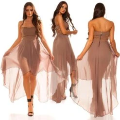 Trägerloses Abendkleid Mit Chiffon Schleier Cappuccino -Look Motto Verkäufe traegerloses abendkleid mit chiffon schleier cappuccino6