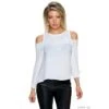 Transparente Cold-Shoulder Chiffon Bluse Mit Spitze Weiß -Look Motto Verkäufe transparente cold shoulder chiffon bluse mit spitze weiss